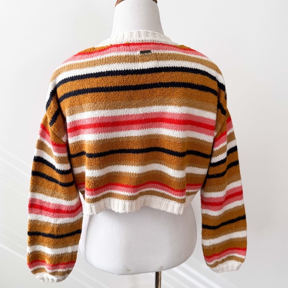 Billabong SO BOLD Fall Y2K Oversized Multi Color Cropped Cozy Boho Sweater Sz S - Picture 6 of 11